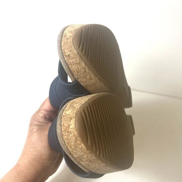Clarks Collection Sandals Blue Nubuck Sling Back Open Toe Wedge Women's Sz 7.5 W - Picture 8 of 11